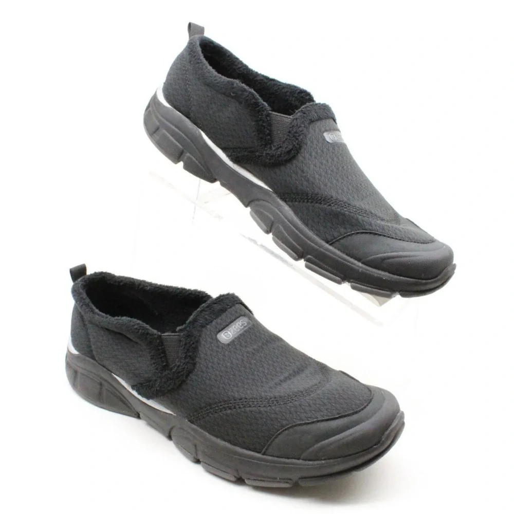Bzees Women's 10M US Paradise Faux Fur Insulated Washable Slip-ons Sneaker Black